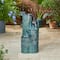 Glitzhome® 31.75" Turquoise 4-Tier Dandelion Texture Vase-Shaped Ceramic Outdoor Fountain with LED Light